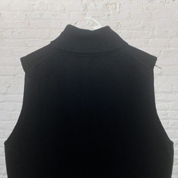 Talbots Sleeveless Turtleneck Sweater XL Black Wool Blend Ribbed Knit - Picture 6 of 11